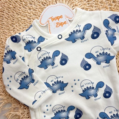 Body Kimono M/L My Little Dino - Azul Jeans e Off White